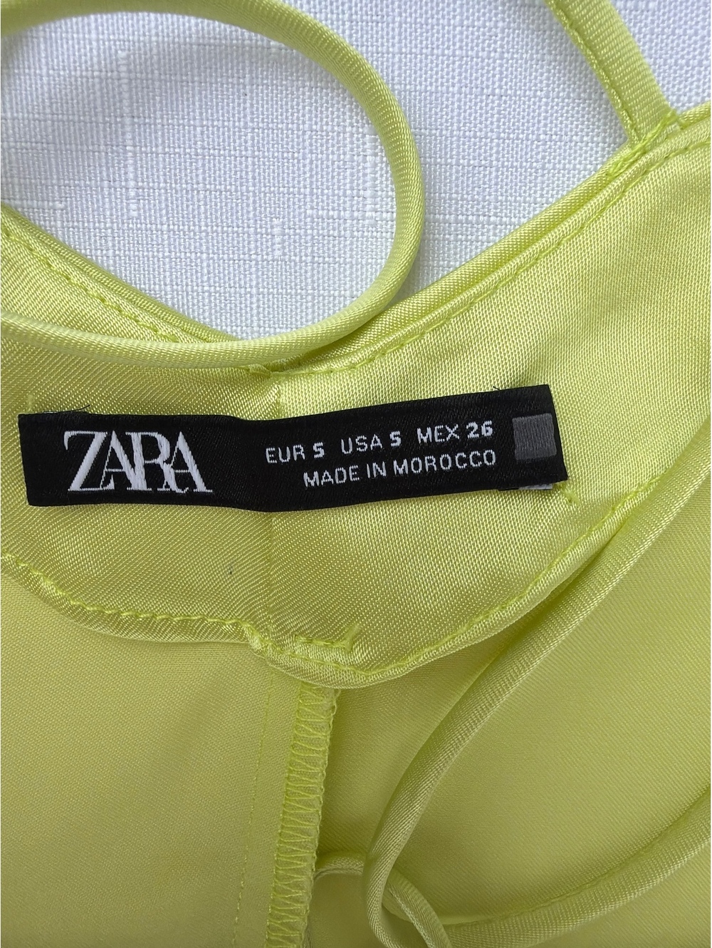 Zara Women's Size S Lime Green Satin Strappy Slip Maxi Dress Side Slit - Picture 6 of 7